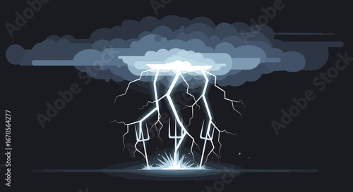 Striking Lightning Bolts Erupting From Storm Clouds Powerfully Delivering Energy