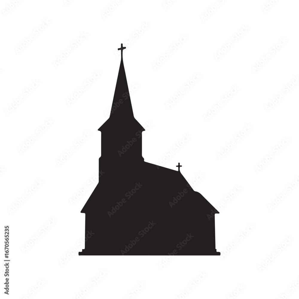 Fototapeta premium Church black silhouette vector sign on white background