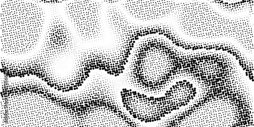 Pixelated bitmap gradient texture. Black and white dither pattern background. Abstract glitchy pattern. 8 bit video game screen wallpaper. Wide raster backdrop. Retro pixel art Illustration. Vector