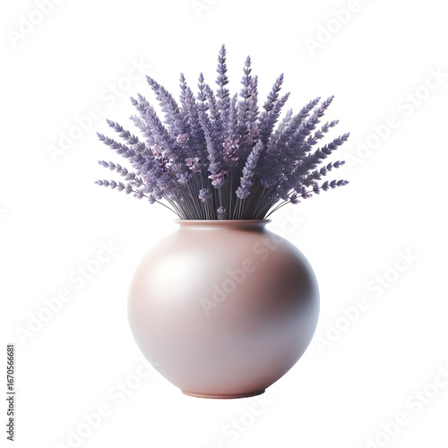 3D lavender vase isolated on white background