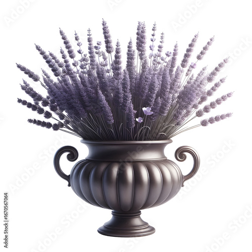 3D lavender vase isolated on white background
