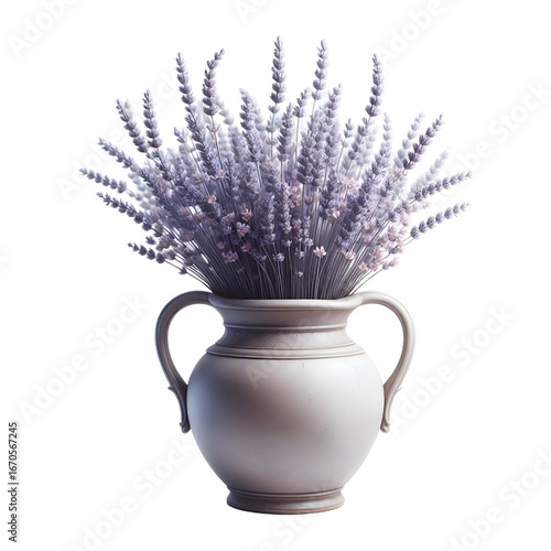 3D lavender vase isolated on white background