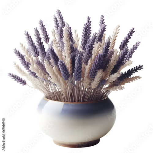 3D lavender vase isolated on white background