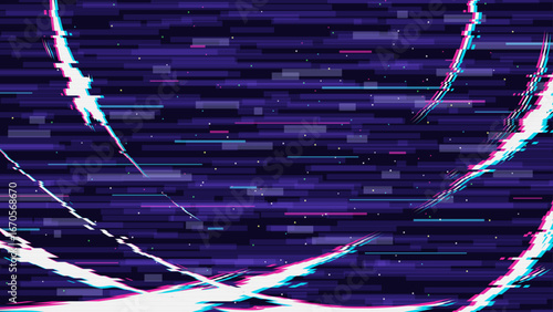 細いエフェクトとグリッチノイズをイメージした背景イラスト_暗い_16:9