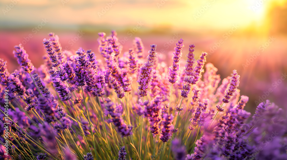 Obraz premium lavender field at sunset