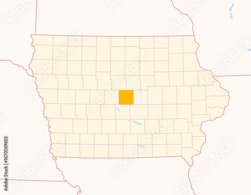 Map of the County Story (Iowa, US) showing the Federal State with the highlighted County