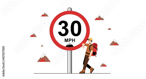 Thirty Miles Per Hour Speed Limit On Mountain Roads For Hiker Safety