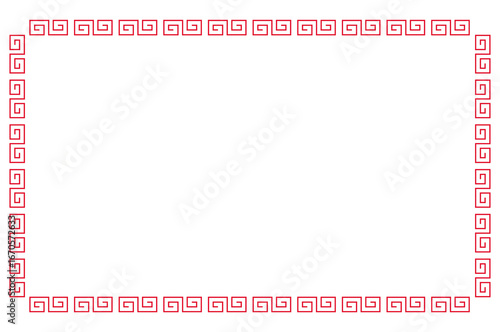 Oriental Red Square Border Illustration
