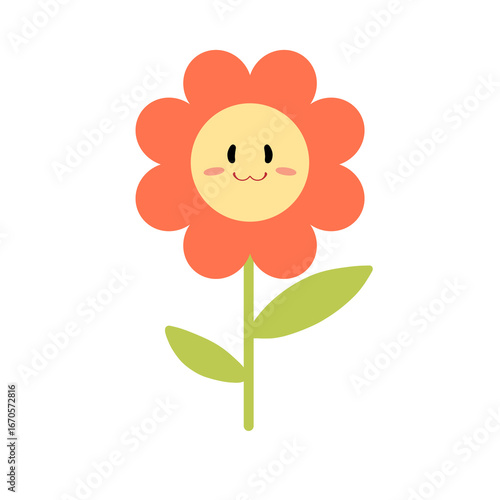 Cute Smiling Flower Cartoon Illustration