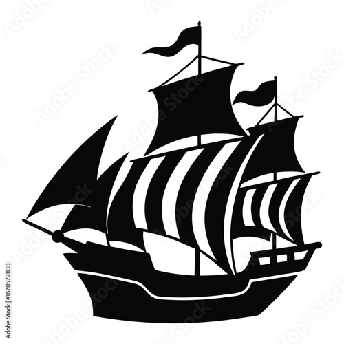 pirate ship isolated vector on white background