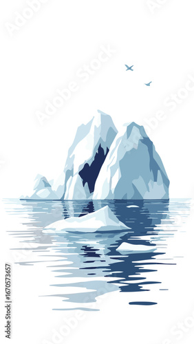Iceberg floating on cold ocean