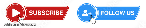 Subscribe Follow Us Badge vector illustration with label design, call-to-action button for social media apps and online engagement
