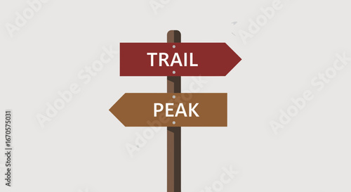 Trailhead Sign Pointing To Peak Or Trail Destination Concept Graphic