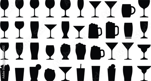 Collection of silhouette drinkware and glasses for beverages