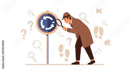 Unraveling The Mystery An Illustration Of An Investigator Finding Clues