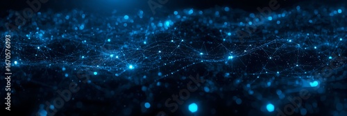 Abstract blue technology background with glowing dots and lines, creating a dynamic and futuristic network connection for digital communication