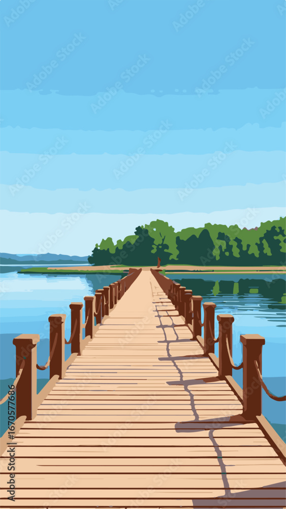 Naklejka premium Wooden pier extending into ocean