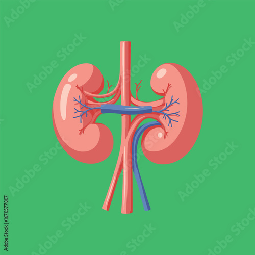 Medical vector design of kidney organ for anatomy and biology education materials
