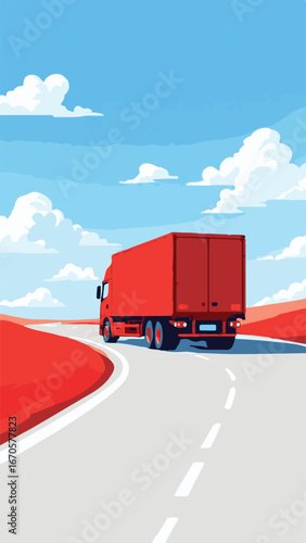red truck on the road