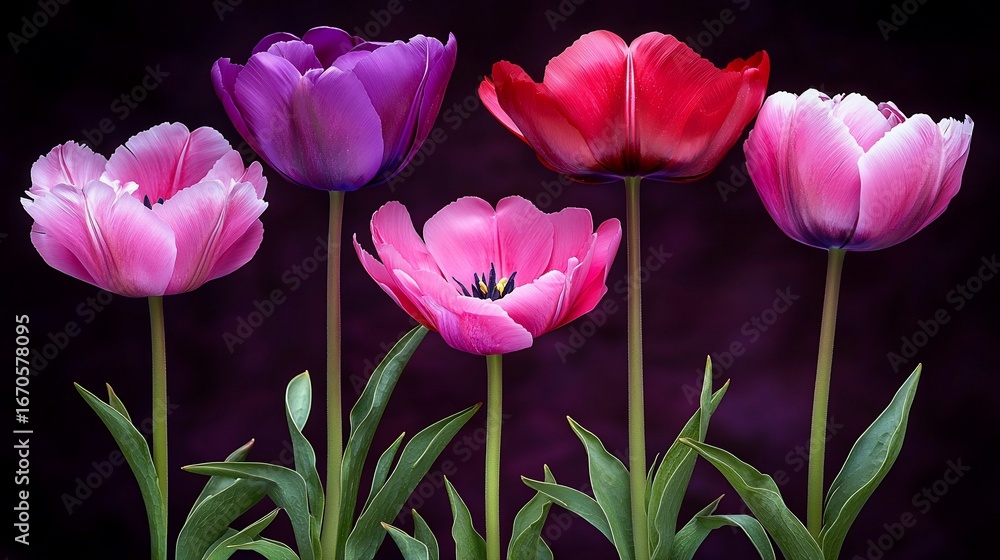 Fototapeta premium Radiant Tulips in Elegant Floral Still Life