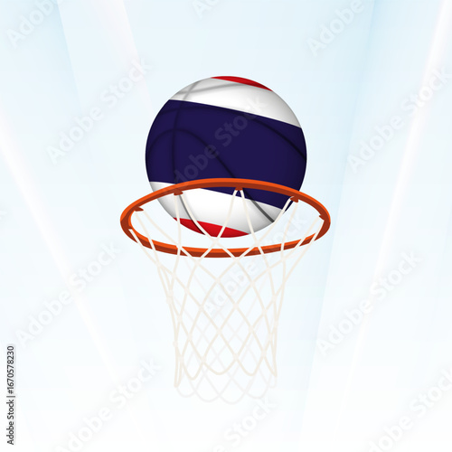Thailand Flag Basketball Scoring Through Hoop.