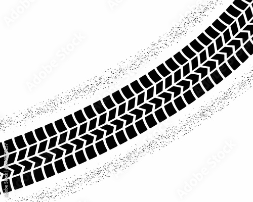 Curving Tire Track A Black and White Illustration