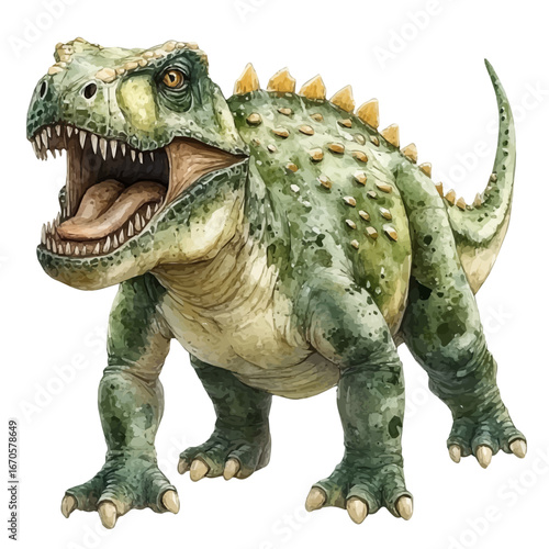 Carnotaurus, watercolor drawing vector, isolated on a white background.