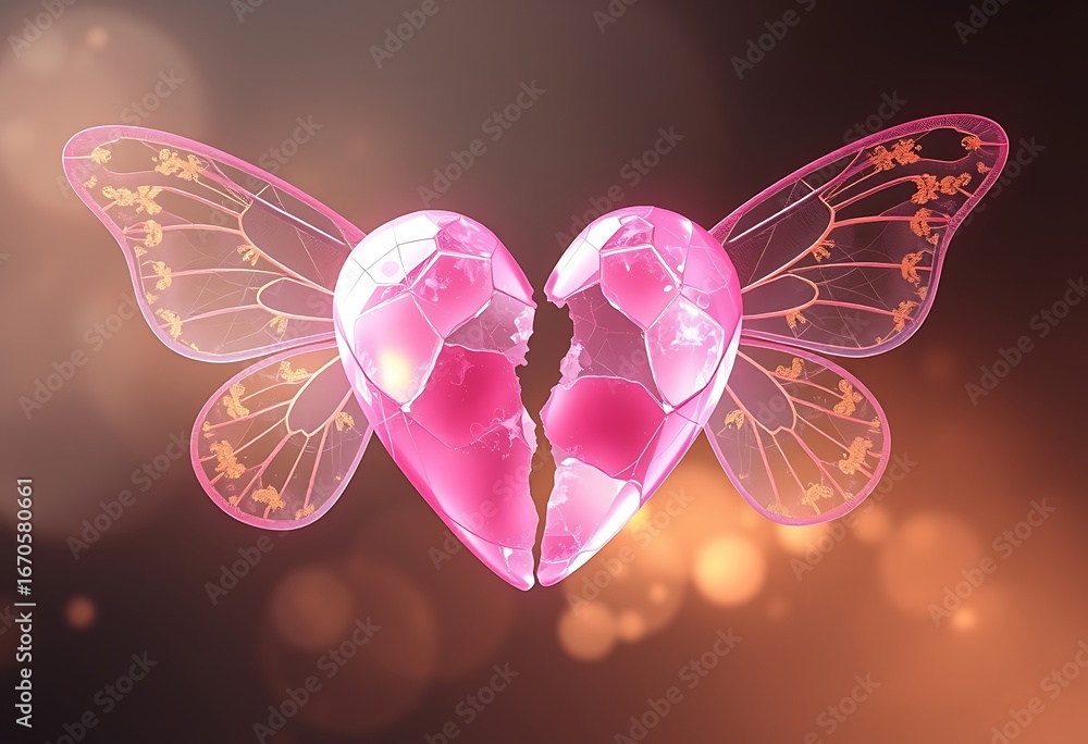 Fototapeta premium Two Hearts as Interlocking Butterflies