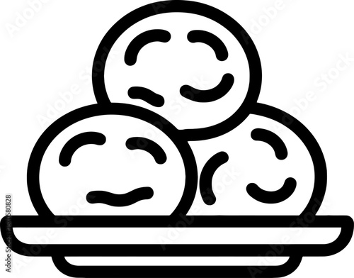Simple Icon of Three Round Food Items on a Plate