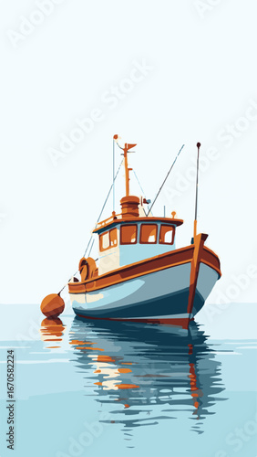 Fishing boat in sea water