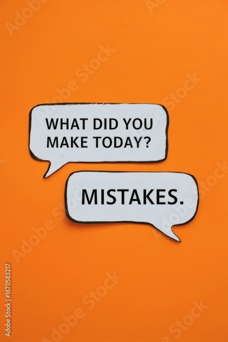 Speech bubbles asking about mistakes made today