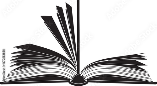 Book open with pages silhouette vector illustration