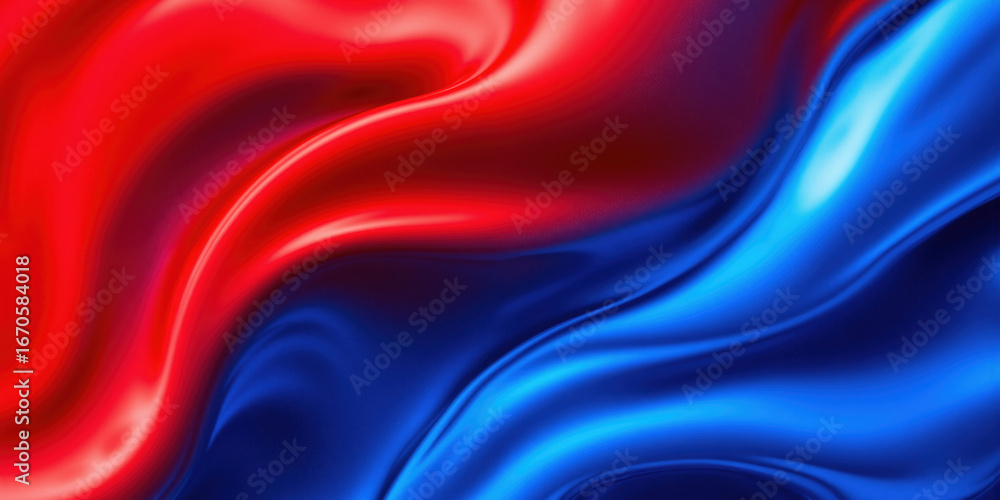 Obraz premium Modern Gradient Waves in Bold Red and Electric Blue with a High-Gloss Effect A sleek and eye-catching abstract background featuring