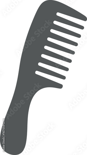 Minimalist dark gray wide tooth comb isolated on vector