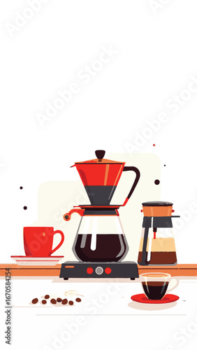 Modern Coffee Machine with Hot Cup of Coffee