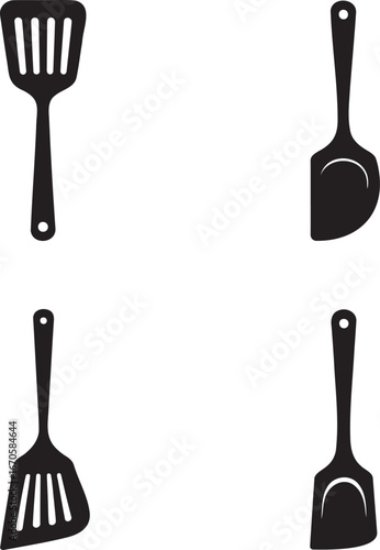 Spatula silhouette set vector illustration isolated on transparent background