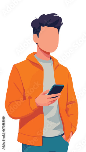 Man standing in orange jacket