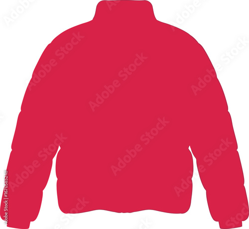 Vibrant red puffer jacket isolated fashion winter apparel vector