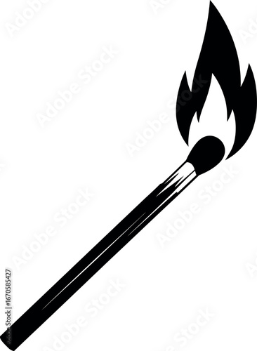 Burning matchstick symbol of inspiration ignition energy and ideas vector