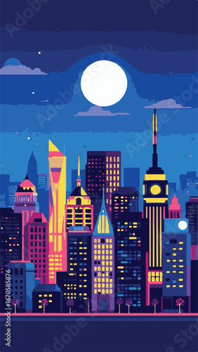 Modern city night skyline