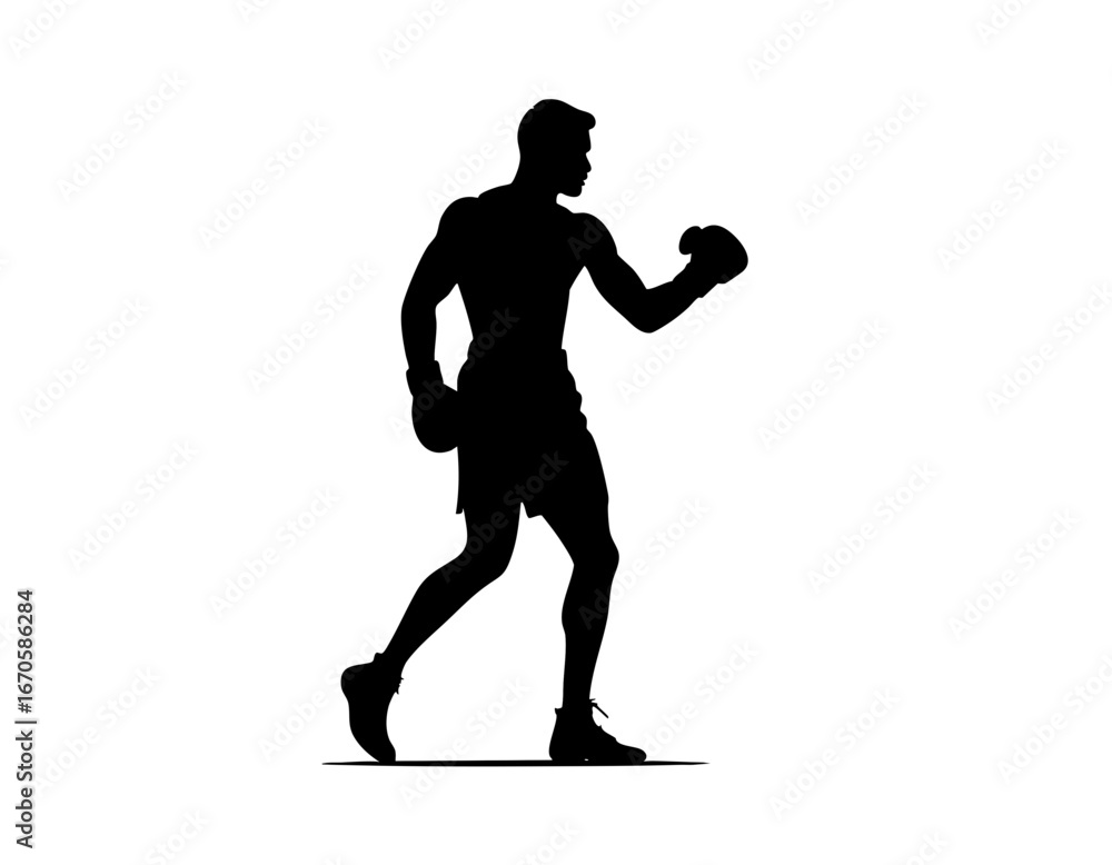 Fototapeta premium silhouette of a boxing player