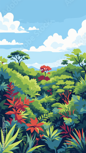Tropical rainforest with dense trees