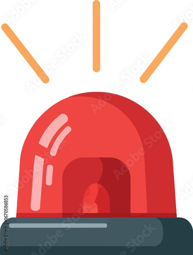 Flashing red emergency light siren warning signal alert lamp rotating beacon vector