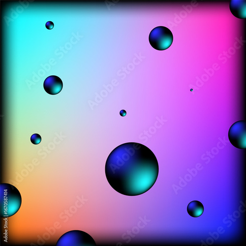 Colorful soap bubbles on a dark background
