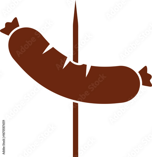 Sausage on stick grilled summer bbq party food icon vector