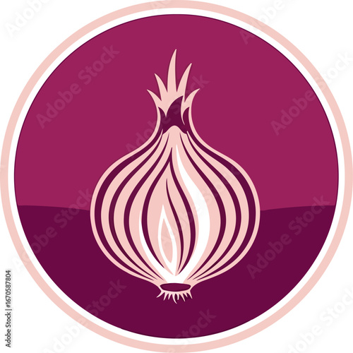 Red onion icon fresh healthy food ingredient culinary element vector