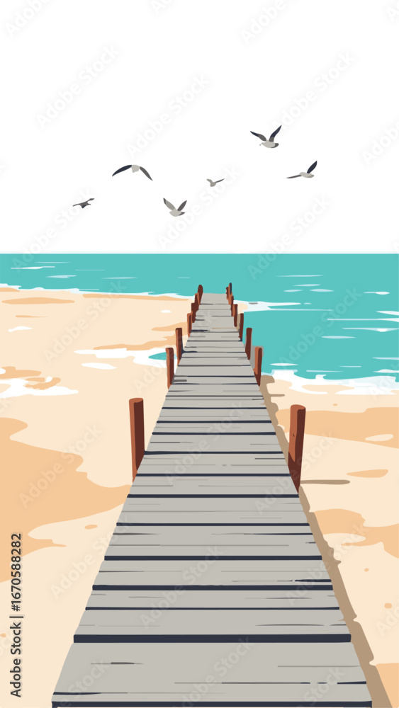 Obraz premium Wooden pier extending into ocean