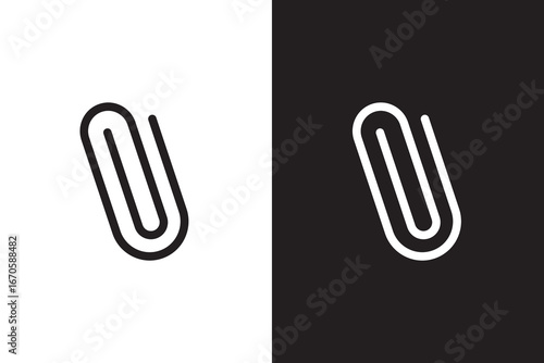 Paperclip icon flat illustration set logo  