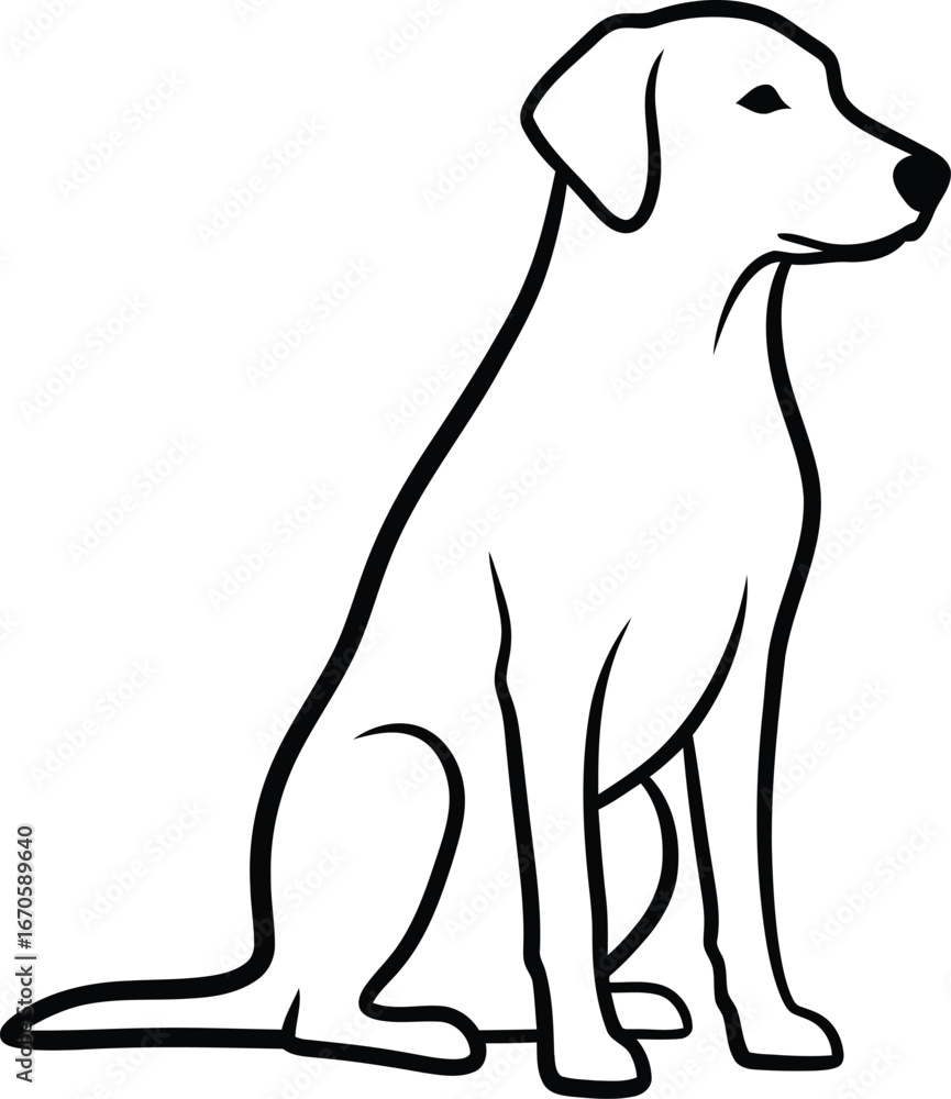 Obraz premium Minimalist dog line drawing of a sitting labrador on white