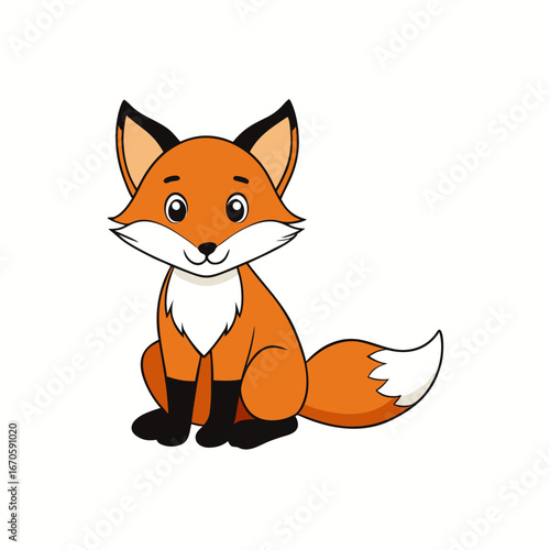 cartoon fox sitting on ground,